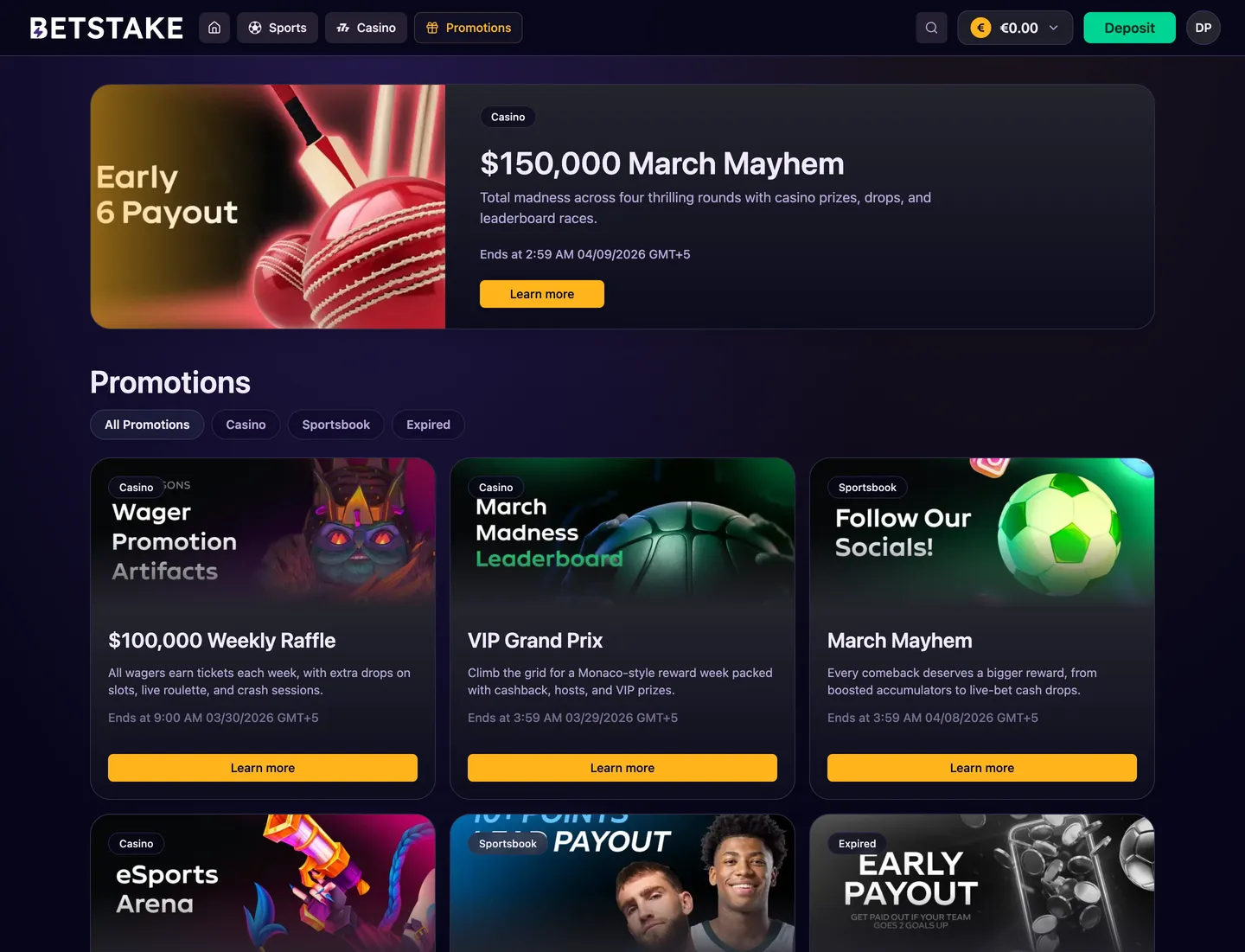 BetStake homepage direction