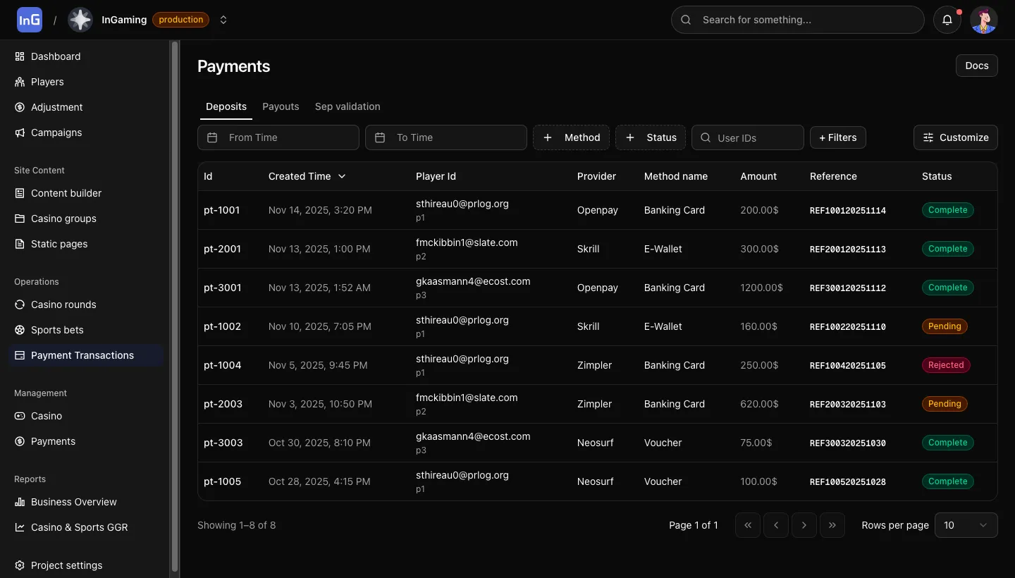 Payment transactions